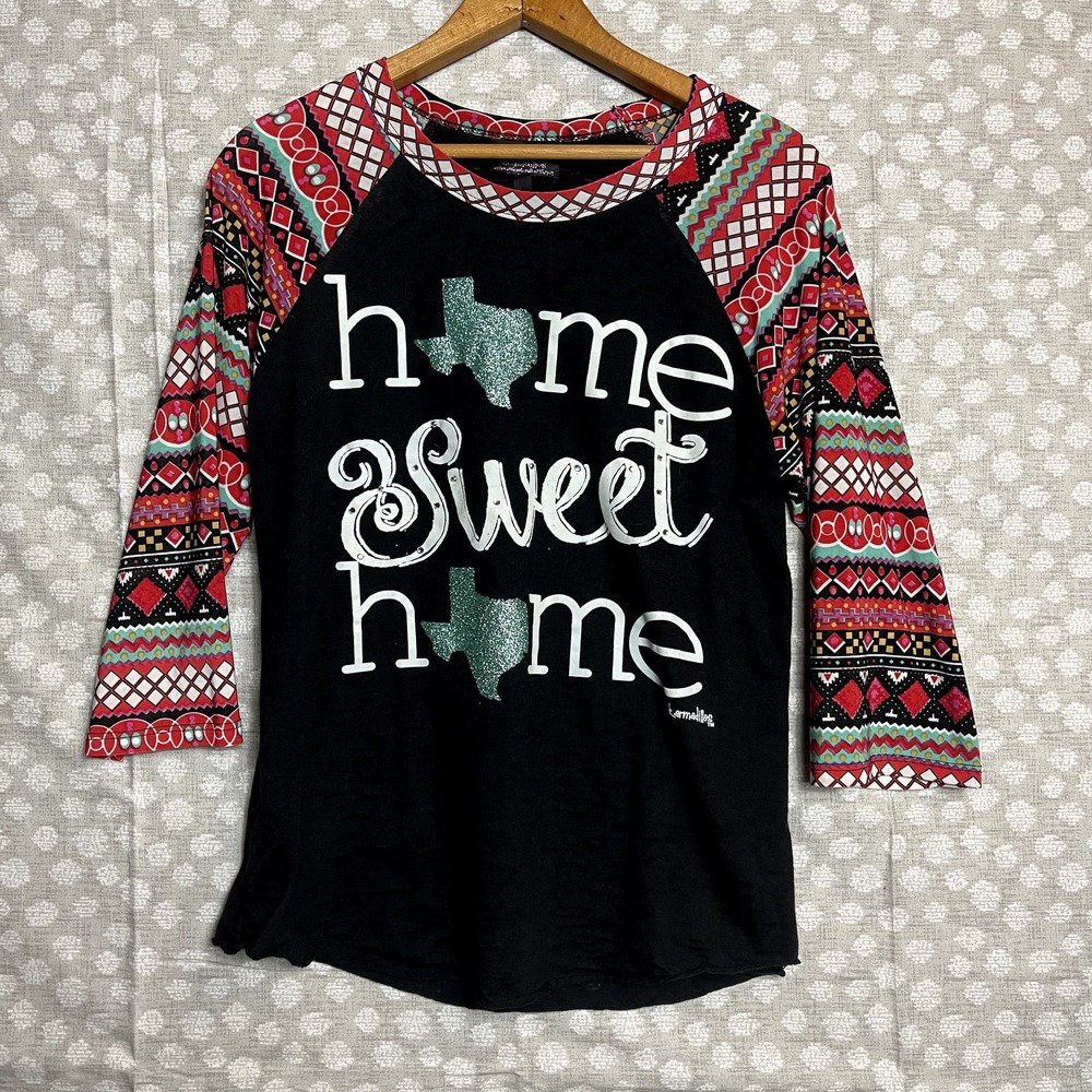Pink‎ Armadillos 3/4 Sleeve Home Sweet Home Texas Top Size Medium